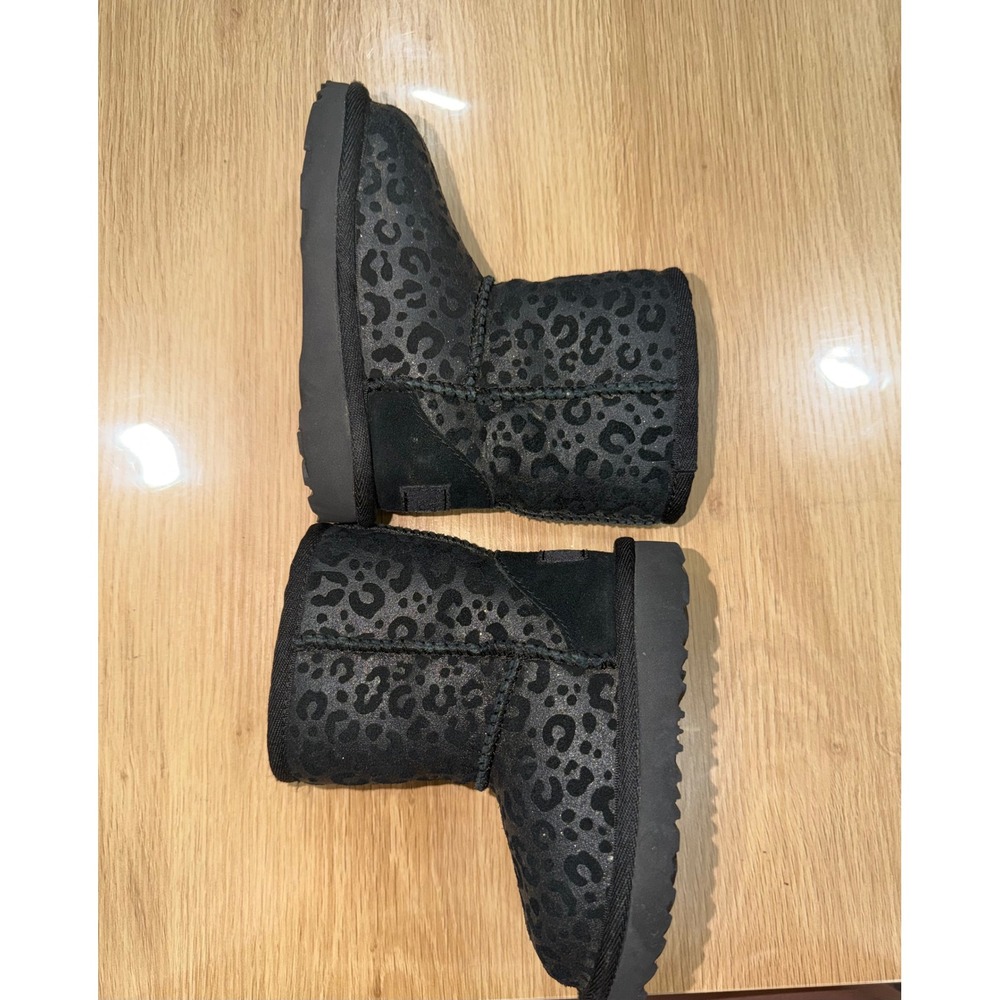 UGG Classic Short Leopard Print Black Boots Kids